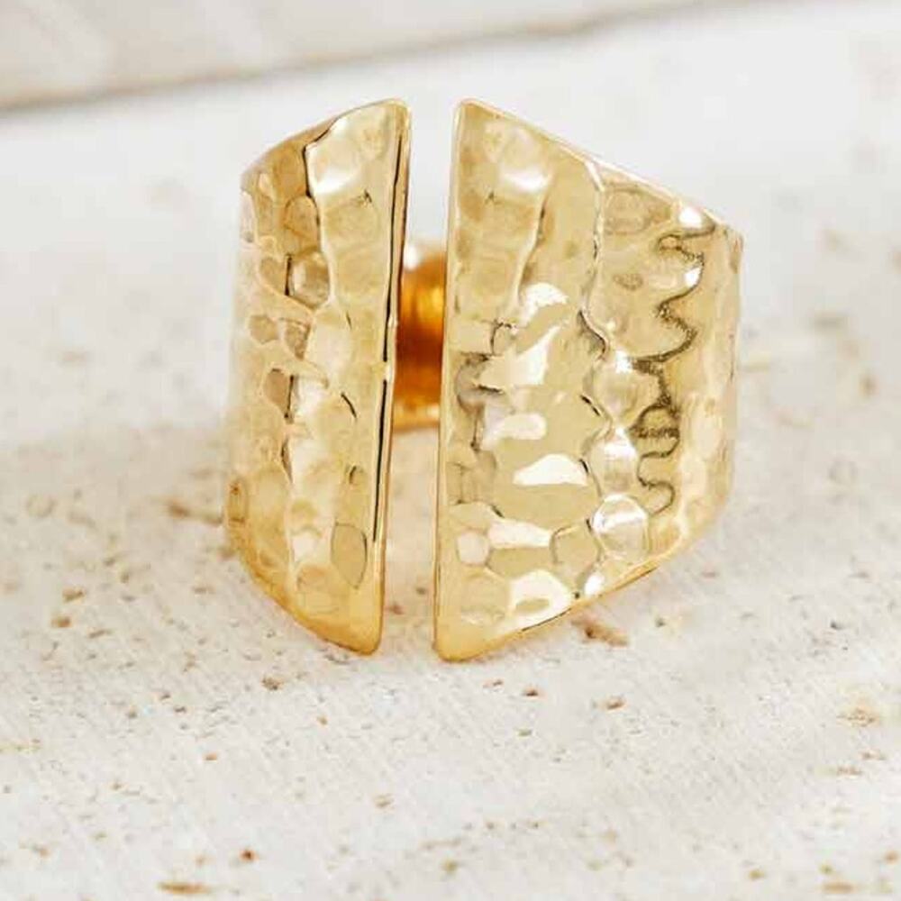 Hammered Shield Ring | Adjustable | Bronze | Artisan